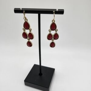 Red drop dangling earrings.
